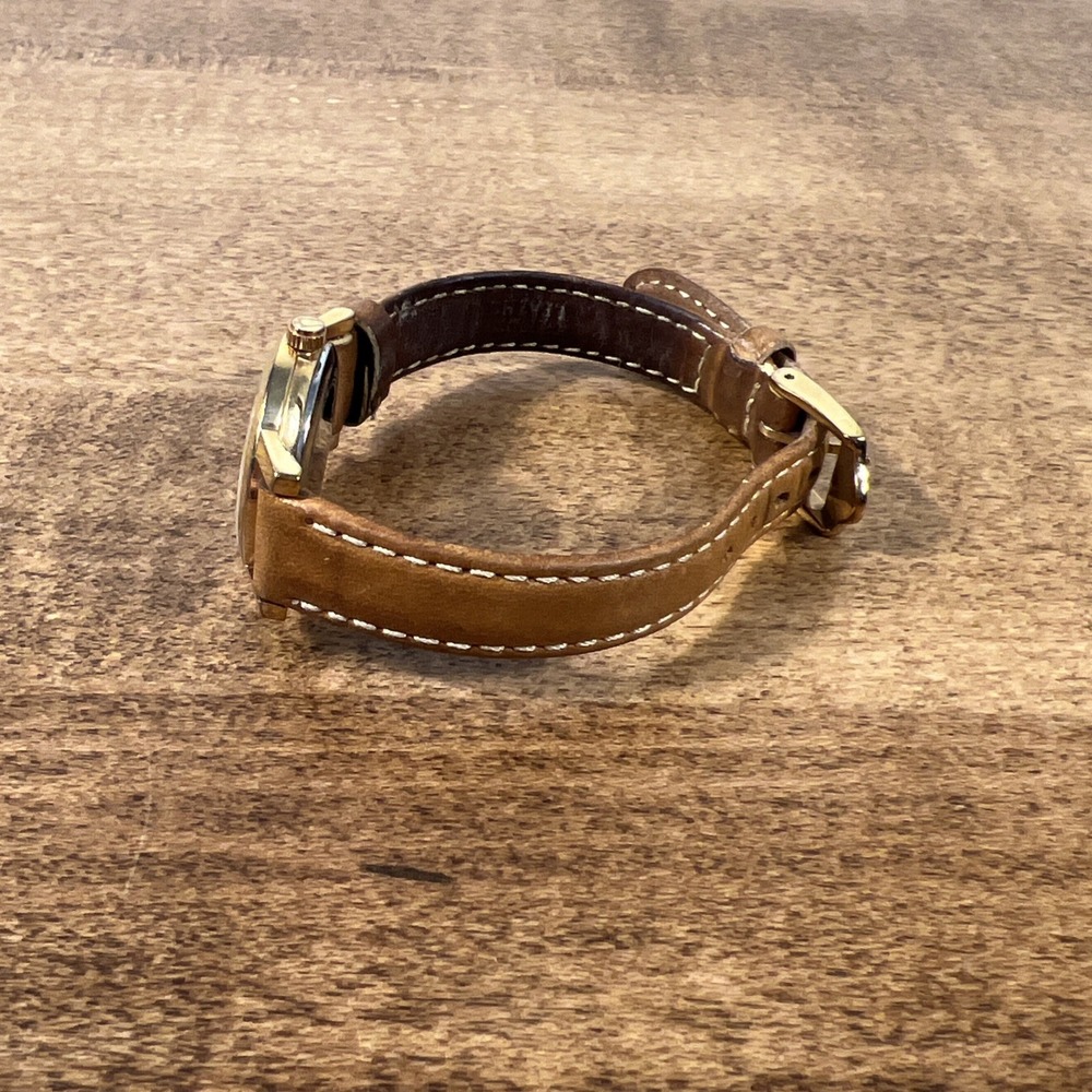 Bulova Women's Analog Brown Genuine Leather Gold Tone Quartz Watch Needs Battery - Picture 4 of 16